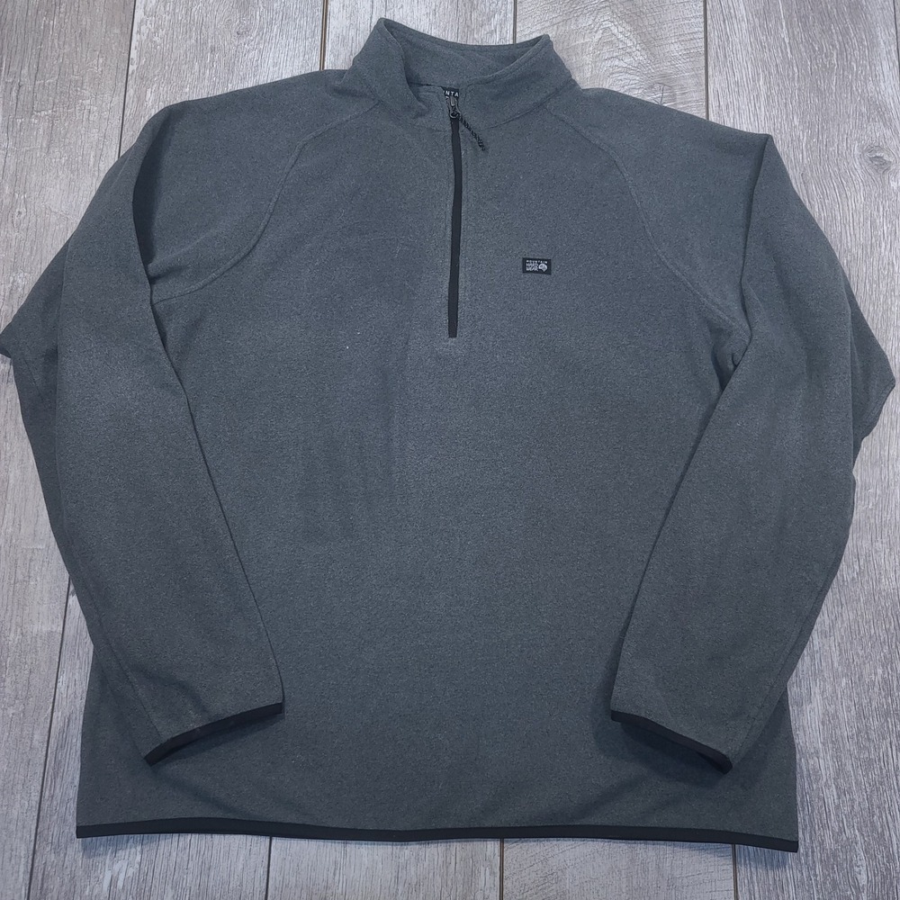 Mountain Hardwear Fleece Pullover Mens XXL Gray Microchill 2.0 1/4 Zip OM0819
